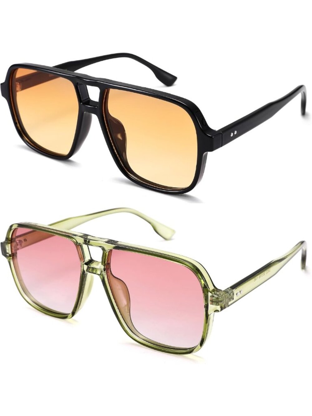 Trendy Oversized Aviator Sunglasses, Retro Square Shades for Women & Men